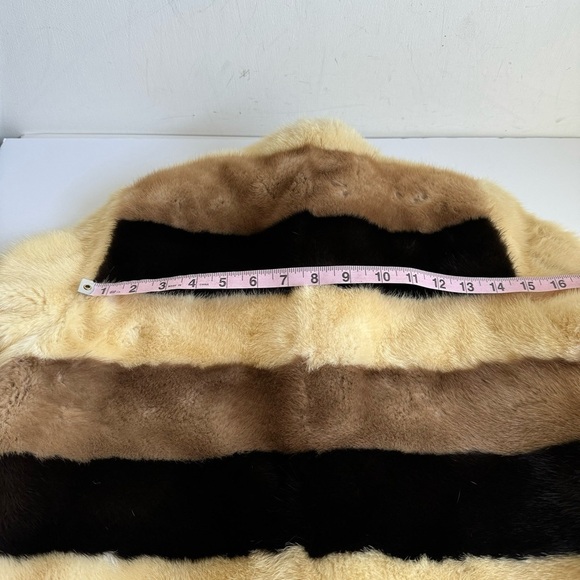 Vintage Mink Coat Saks Fifth Avenue Real Fur Stripe Blonde Retro 1960s Mod Small - Picture 15 of 15